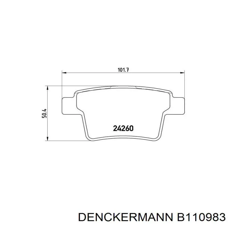 Купить B110983 Denckermann Колодки тормозные задние, дисковые