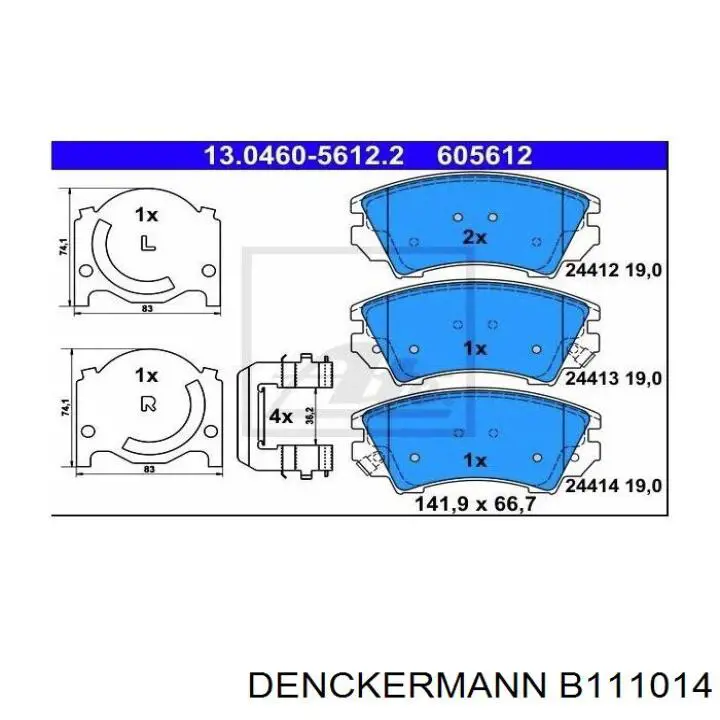 Купить B111014 Denckermann Колодки тормозные