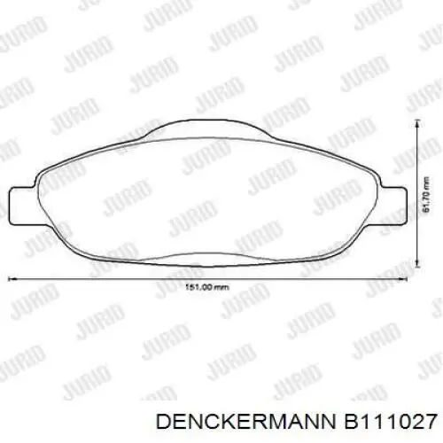 Купить B111027 Denckermann Колодки тормозные
