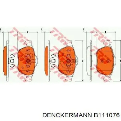 Купить B111076 Denckermann Колодки тормозные