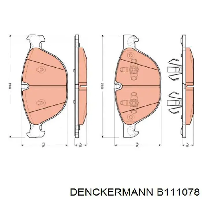 B111078 Denckermann sapatas do freio dianteiras de disco
