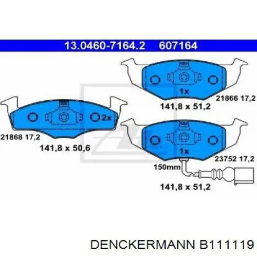 Купить B111119 Denckermann Колодки тормозные