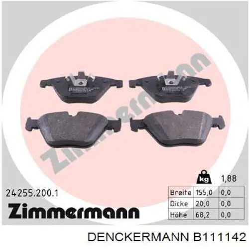 Колодки Denckermann B111142 цена, от 22.86 USD