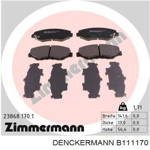 Колодки Denckermann B111170 цена, от 25.39 USD