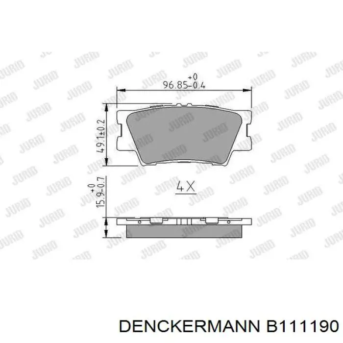 Задние тормозные колодки B111190 Denckermann