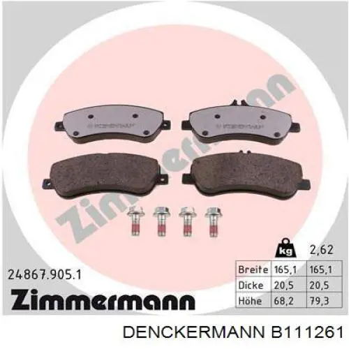 Купить B111261 Denckermann Колодки тормозные