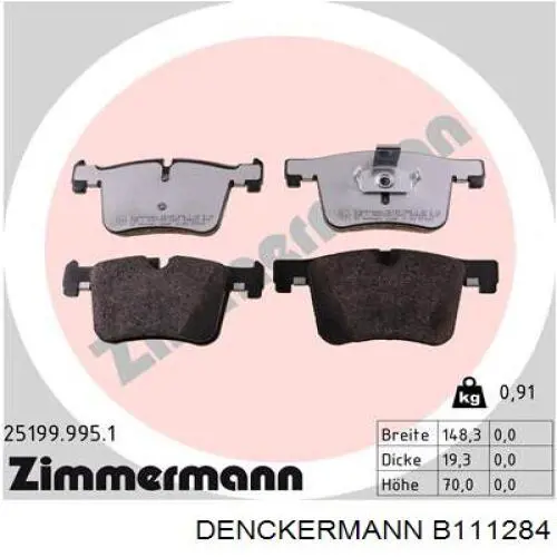 B111284 Denckermann sapatas do freio dianteiras de disco