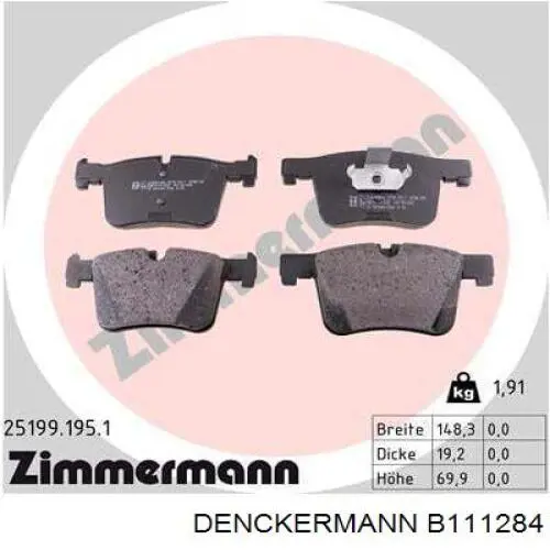 Колодки Denckermann B111284 цена, от 34.10 USD