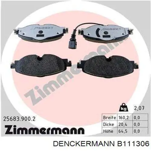 Купить B111306 Denckermann Колодки тормозные