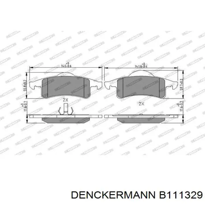 Задние тормозные колодки B111329 Denckermann