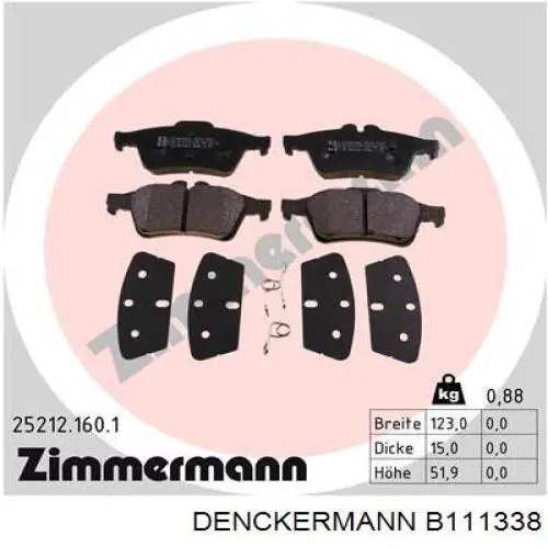 Колодки дисковые  Denckermann B111338 цена, от 22.80 USD