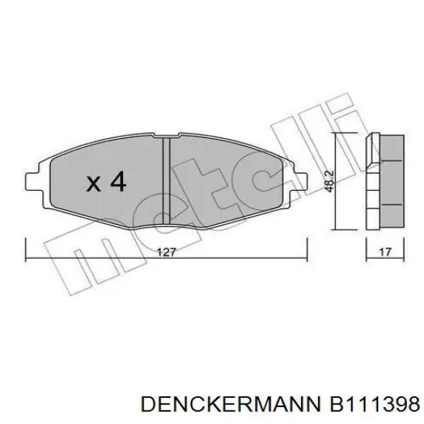 Передние тормозные колодки B111398 Denckermann