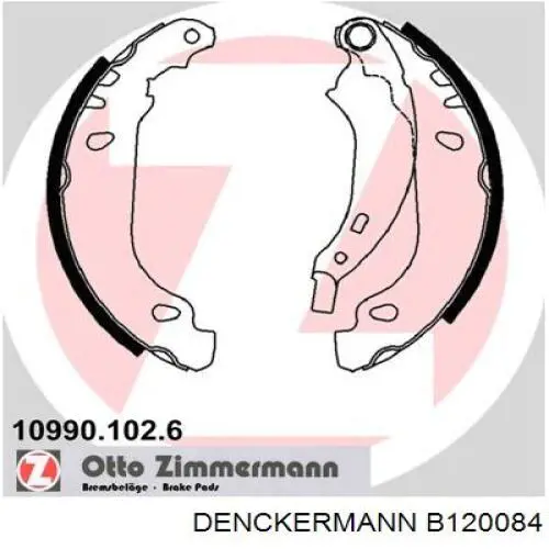 Задние барабанные колодки B120084 Denckermann