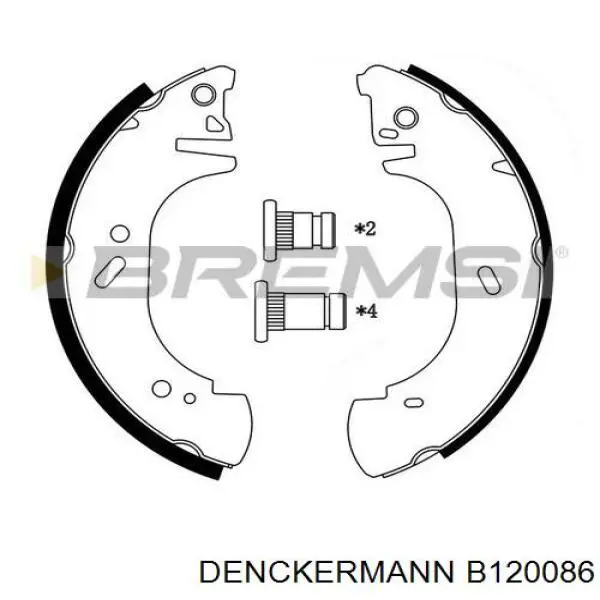 Задние барабанные колодки B120086 Denckermann