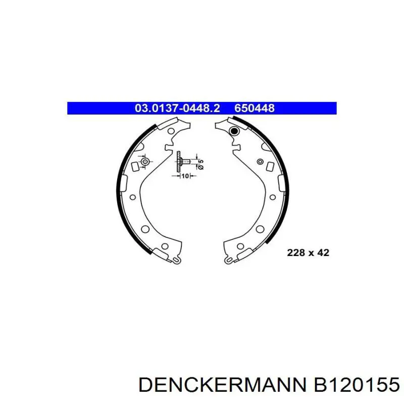 Купить B120155 Denckermann Задние барабанные тормозные колодки