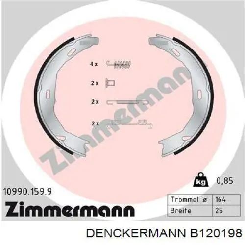 Тормозные колодки стояночного тормоза Denckermann B120198 цена, от 18.93 USD