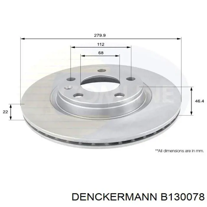 B130078 Denckermann диск тормозной передний