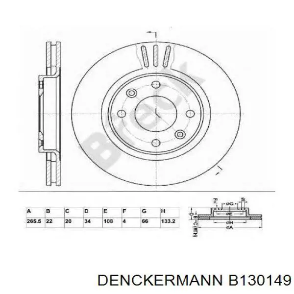 Передний тормозной диск Denckermann B130149