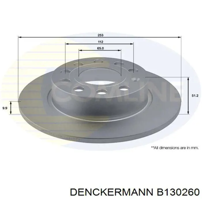 Купить B130260 Denckermann Диск тормозной задний