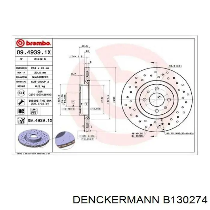 Купить B130274 Denckermann Ротор тормозной