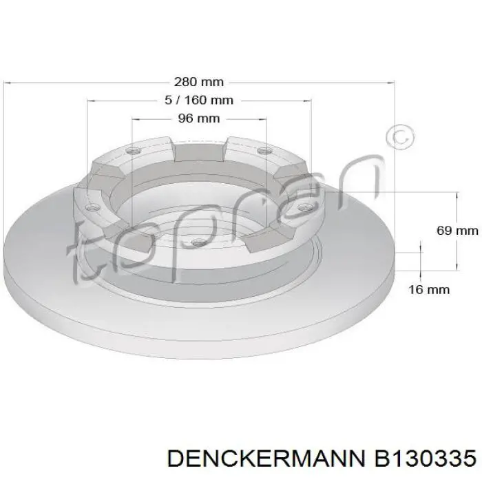 B130335 Denckermann диск тормозной задний