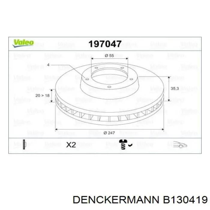 B130419 Denckermann Диск тормозной передний