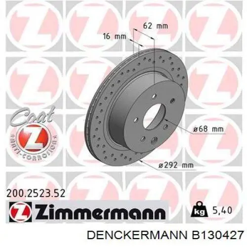 B130427 Denckermann disco do freio traseiro