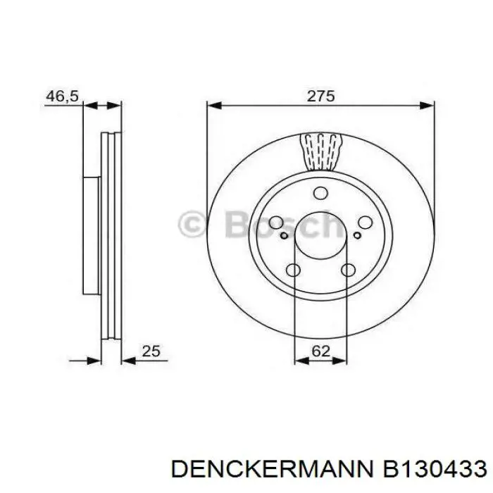 Тормоз дисковый передний Denckermann B130433 цена, от 25.62 USD