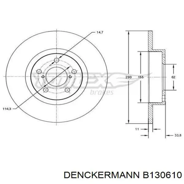 Тормозные диски B130610 Denckermann