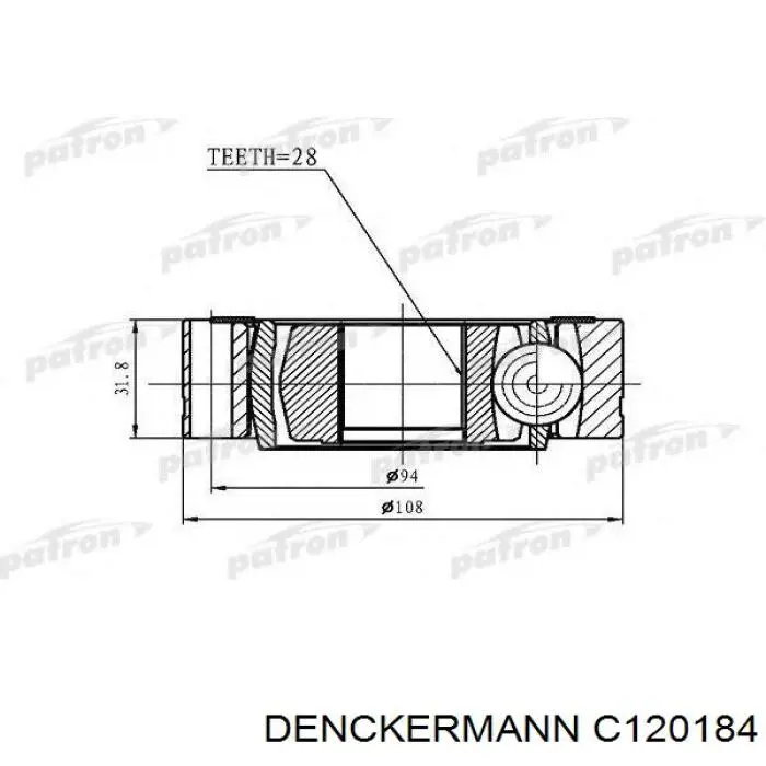 Шарнир угловых скоростей передний левый Denckermann C120184 цена, от 37.51 USD