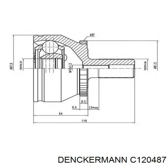 C120487 Denckermann полуось (привод передняя левая)