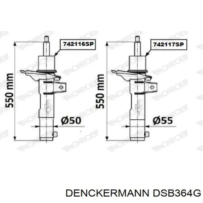 Стойка амортизатора передняя Denckermann DSB364G цена, от 45.66 USD
