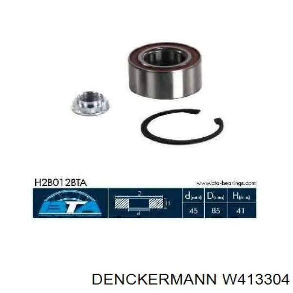Купить W413304 Denckermann Подшипник передней ступицы