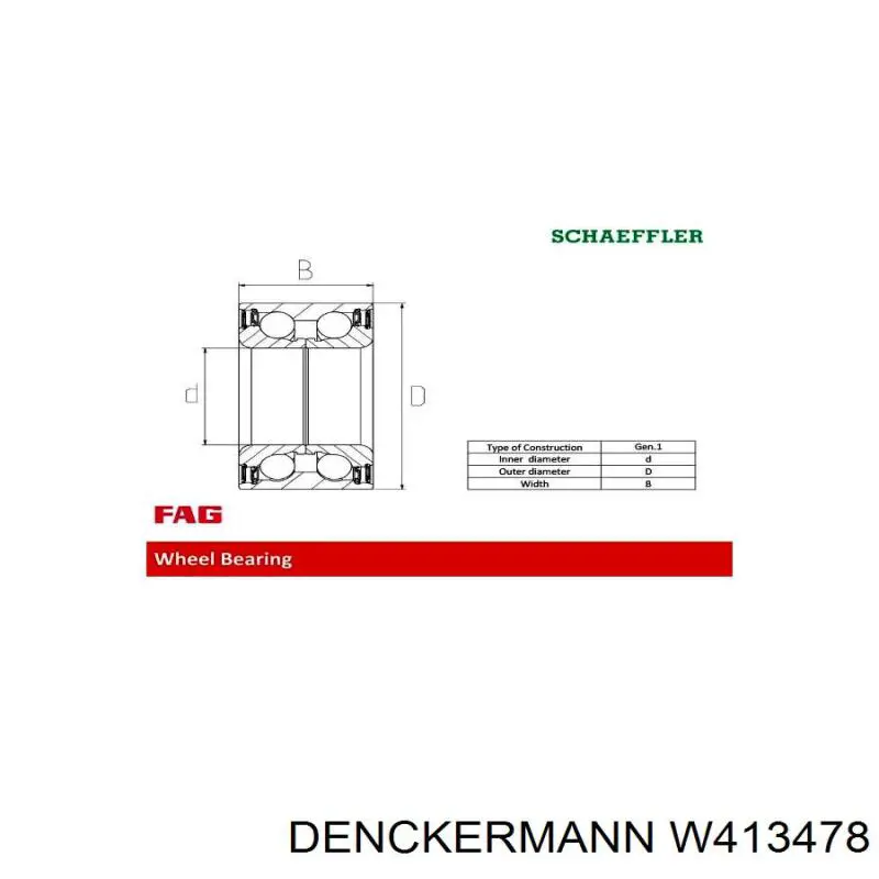 Комплект подшипника ступицы колеса Denckermann W413478 цена, от 21.69 USD