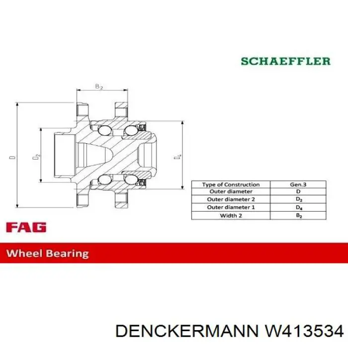 Buje de rueda trasero W413534 Denckermann