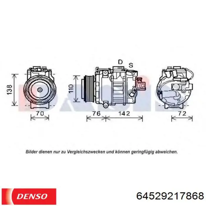 Компрессор кондиционера 64529217868 Denso