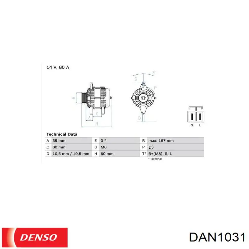 Автомобильный генератор Denso DAN1031 цена, от 133.00 USD
