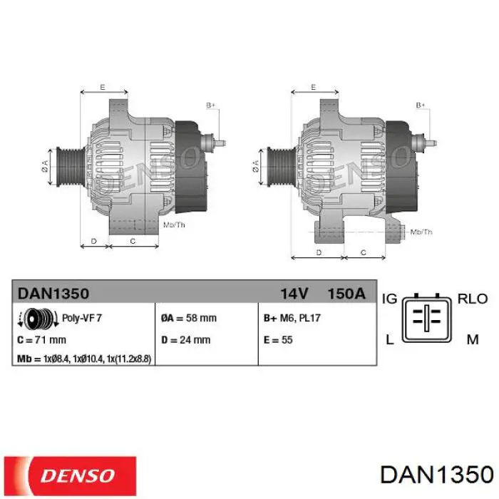 DAN1350 Denso gerador