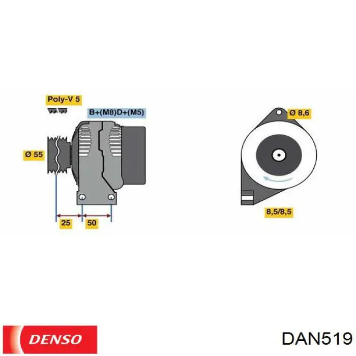 Генератор автомобиля Denso DAN519