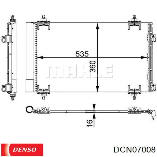 Радиатор кондиционера DCN07008 Denso
