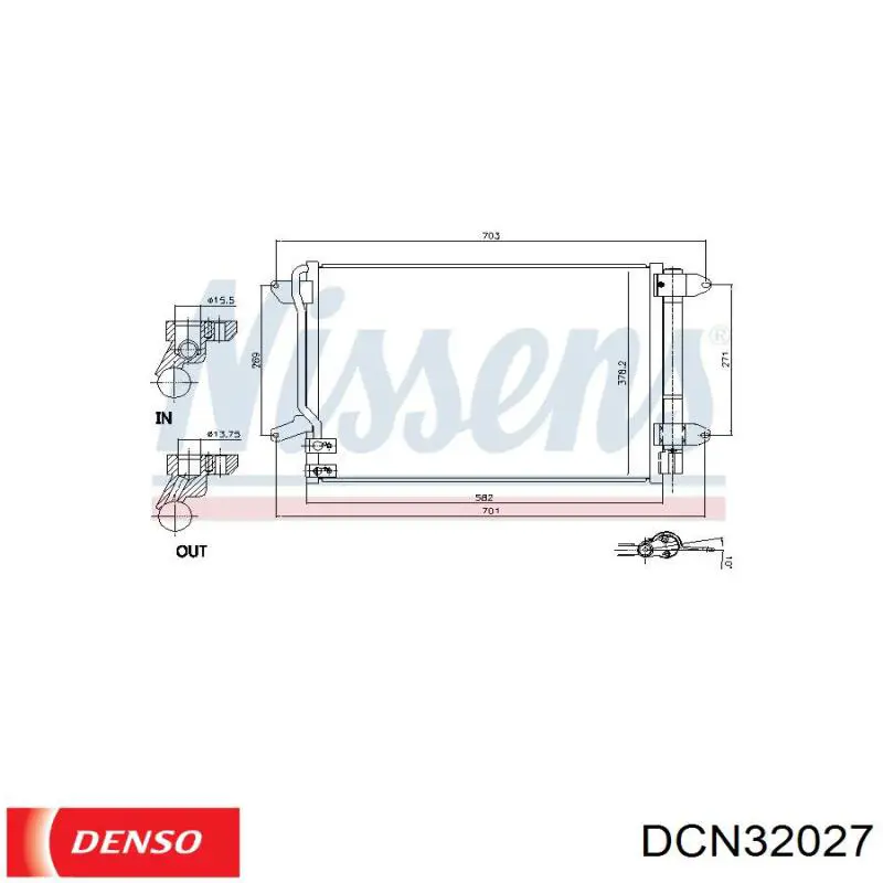 Конденсатор кондиционера Denso DCN32027 цена, от 96.15 USD