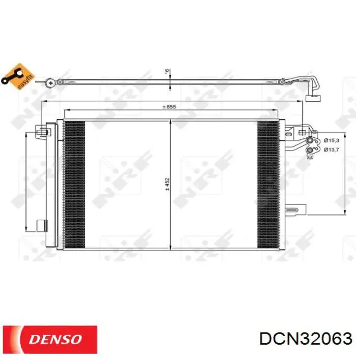 Купить DCN32063 Denso Радиатор системы охлаждения кондиционера
