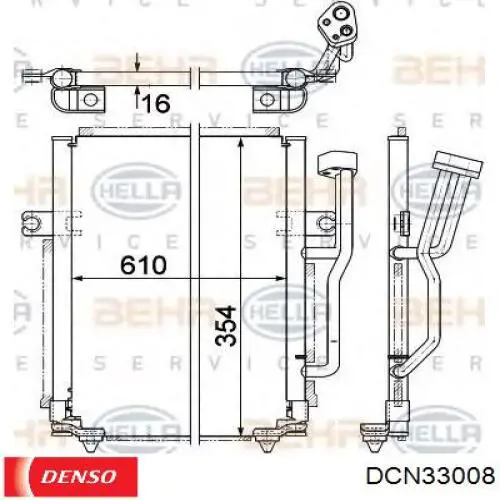 Радиатор охлаждения кондиционера Denso DCN33008