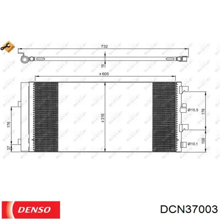 Condensador aire acondicionado DCN37003 Denso