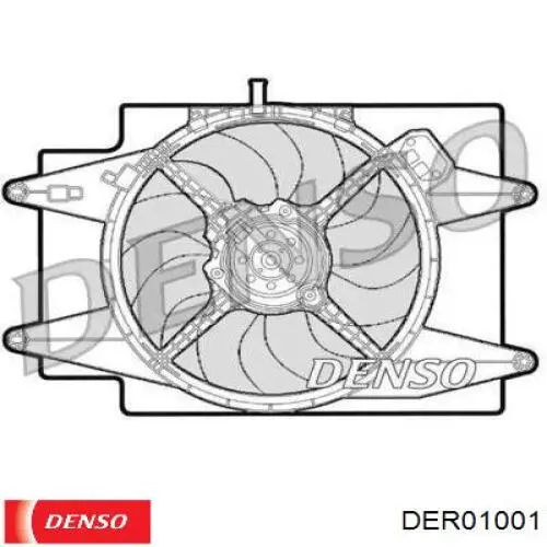 DER01001 Denso Диффузор радиатора охлаждения в сборе с мотором