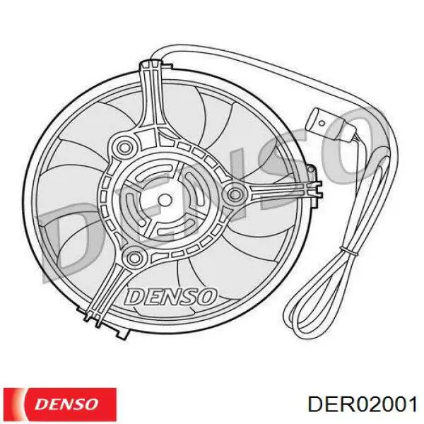 DER02001 Denso электровентилятор охлаждения в сборе (мотор+крыльчатка)