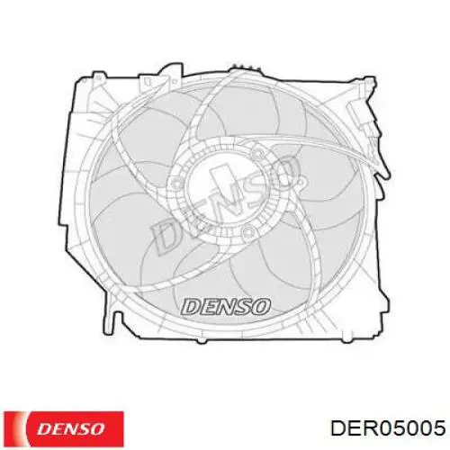 DER05005 Denso диффузор радиатора охлаждения, в сборе с мотором и крыльчаткой