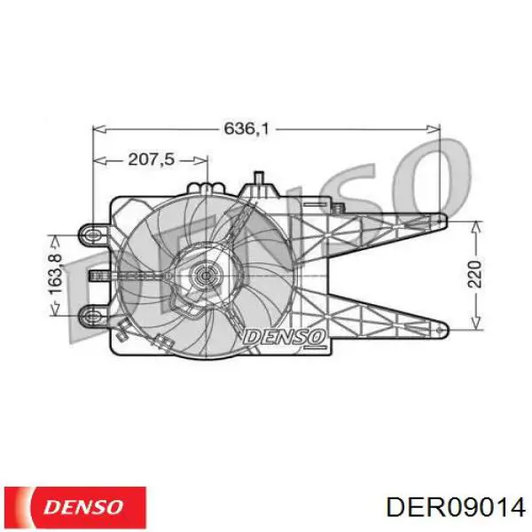 DER09014 Denso диффузор радиатора охлаждения, в сборе с мотором и крыльчаткой