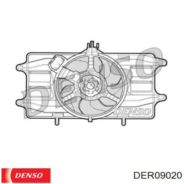 DER09020 Denso диффузор радиатора охлаждения, в сборе с мотором и крыльчаткой