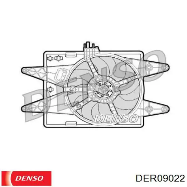 DER09022 Denso диффузор радиатора охлаждения, в сборе с мотором и крыльчаткой
